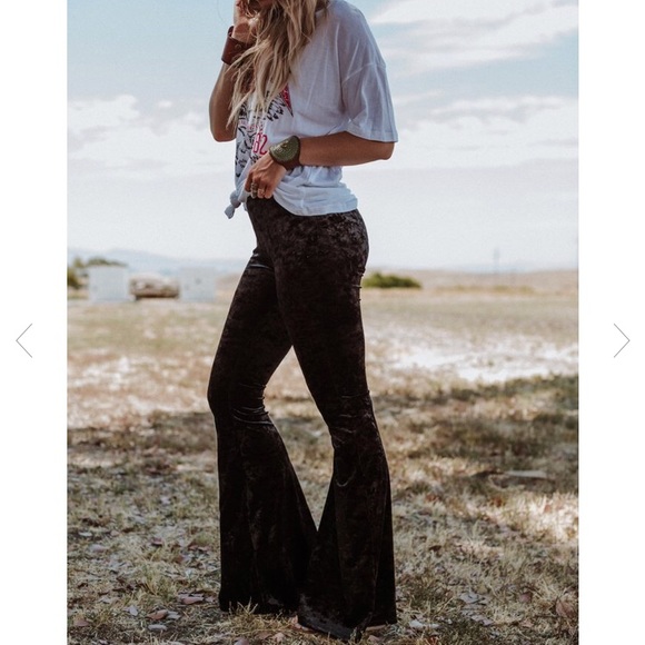 H&M Pants - Black Velvet Bell Bottoms